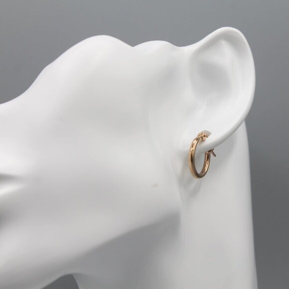 Jewelry earrings hoop hoops 15mm wide thin rose gold tone small elegant new - Picture 7 of 9